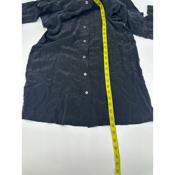 Silk Dress Shirt for Women Sz M* Button Down Bell Sleeves Black - Picture 3 of 6
